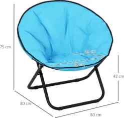 Outsunny Klappstuhl Klappsessel Campingstuhl Gartenstuhl Polstersessel Lounge Sessel Faltbar Metall + Oxfordstoff Blau 80 X 80 X 75 Cm
