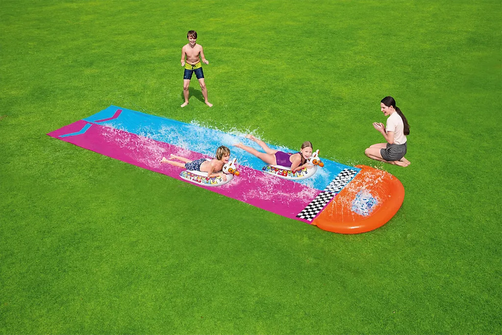 Bestway Sport H2OGO!™ 2er-Wasserrutsche Mit Aufblasbaren Lama-Schwimmtieren 488 Cm Wasserspielzeug Wasserspaß 0 – Bild 4