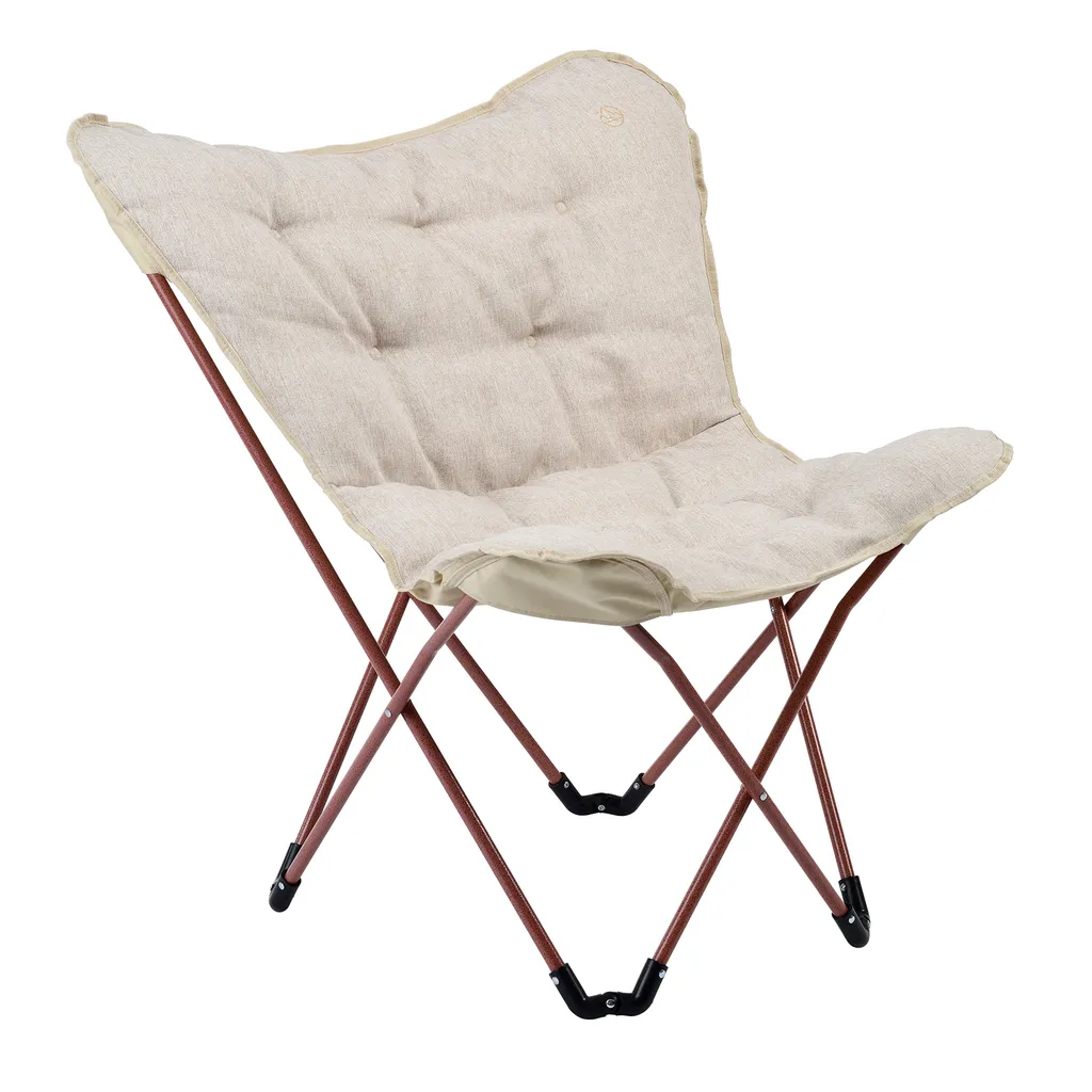 ProGression Butterfly Chair, Faltbarer Campingstuhl, Gepolsterter Klappstuhl Geeignet Für Strand Und Camping, Outdoor Loungesessel – 2,9 Kg, Beige