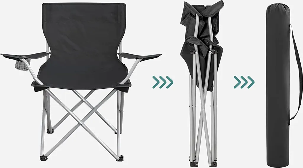 SONGMICS Campingstuhl Klappbar, Camping Stuhl, 2er Set, Faltbar, Bis Zu 120 Kg Belastbar GCB01BK – Bild 5