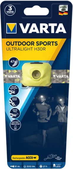 VARTA Kopflampe Outdoor Sports Ultralight H30R Gelb
