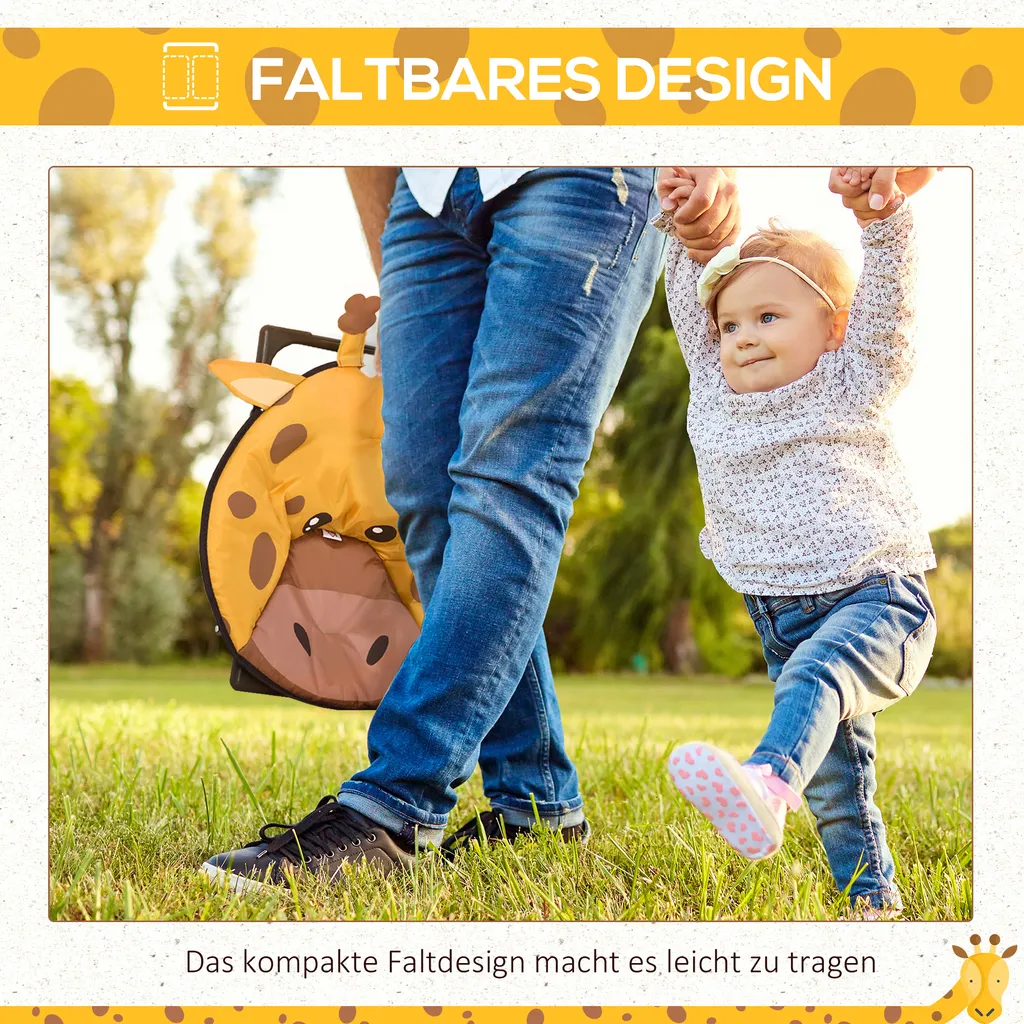 HOMCOM Moonchair Campingstühle Kinder Mondstuhl Faltbar Kinder-Klappsessel Klappbar In-& Outdoor Leicht Zu Tragen Für Kleinkind Mädchen Junge Stahl Gelb Ø50 X 49H Cm – Bild 4