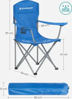 SONGMICS Campingstuhl, 2er-Set, Klappbar, Komfortabel, Klappstuhl Mit Robustem Gestell, Bis 150 Kg Belastbar, Mit Flaschenhalter, Outdoor Stuhl GCB08BU -Campingbedarf Geschäft 53b51abd6be2b6cc1ee9bd913f189a4c
