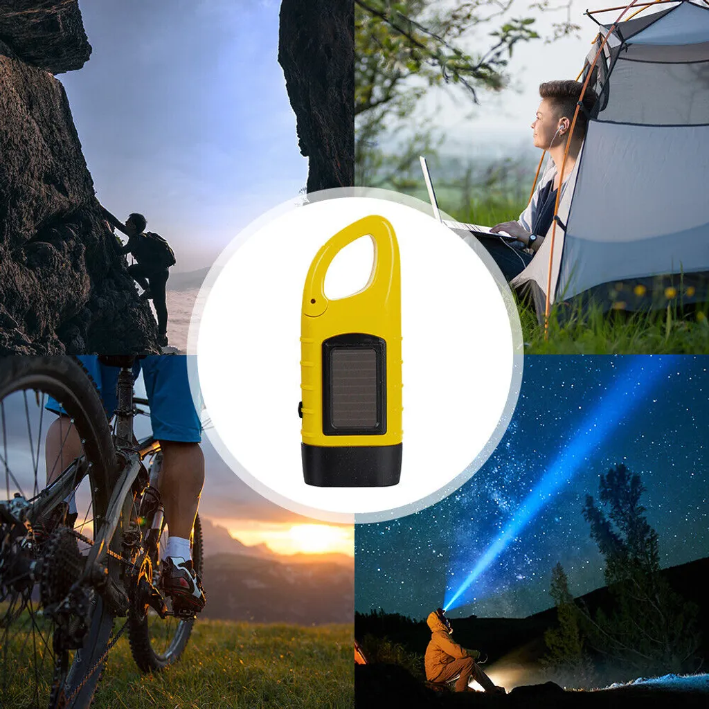 Handkurbel Solar Dynamo Taschenlampe Licht Outdoor Reise Notfall LED Taschenlampe, Schwarz – Bild 14