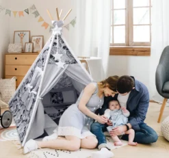 Amilian Tipi Zelt Für Kinder, Spielzelt Mit Gepolsterter Matte / Tipidecke / Bodenmatte Und Dekokissen, Zelt Kinderzimmer, Tippi Teepee -Campingbedarf Geschäft 571e0d1ca4d70c72785a68384d9fc061