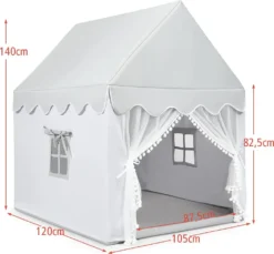 COSTWAY Kinderspielhaus Kinderzelt Spielhaus Prinzess Prinzessin, Kinderspielzelt Stoffzelt Mit Massivholzrahmen & Baumwolldecke, Kinderspielburg Für Jungen Märchen 120x105x140cm (Grau) -Campingbedarf Geschäft 576876f09642adbcf8dfeba4b41cf988