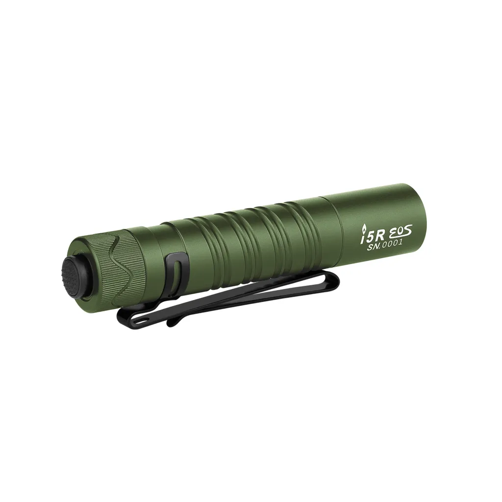 Olight I5R EOS Taschenlampe 350 Lumen Kalt Weiße LED 64 Meter Rechweite Und 37 Stunde Laufzeit Mit Heckschalter 1420mAh Batterie Per USB Wiederaufladbar Grün – Bild 5