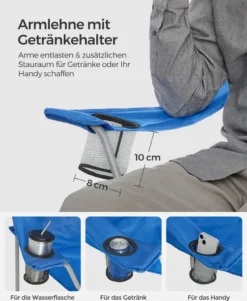 SONGMICS Campingstuhl, 2er-Set, Klappbar, Komfortabel, Klappstuhl Mit Robustem Gestell, Bis 150 Kg Belastbar, Mit Flaschenhalter, Outdoor Stuhl GCB08BU -Campingbedarf Geschäft 5a4e23956e686d8610da8e6a6326827e