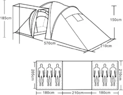 Campingzelt Laagri, 6-Mann Zelt Kuppelzelt Igluzelt Festival-Zelt, 6 Personen Grün -Campingbedarf Geschäft 6023d1055b6fd70848a0f09eba200626 1