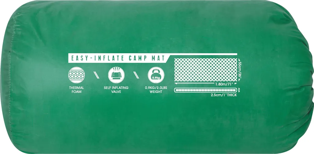 Bestway "Easy-Inflate Camp Mat" Selbstaufblasende Thermomatte, 180 X 50 X 2,5 Cm, Grün, 68058 – Bild 3