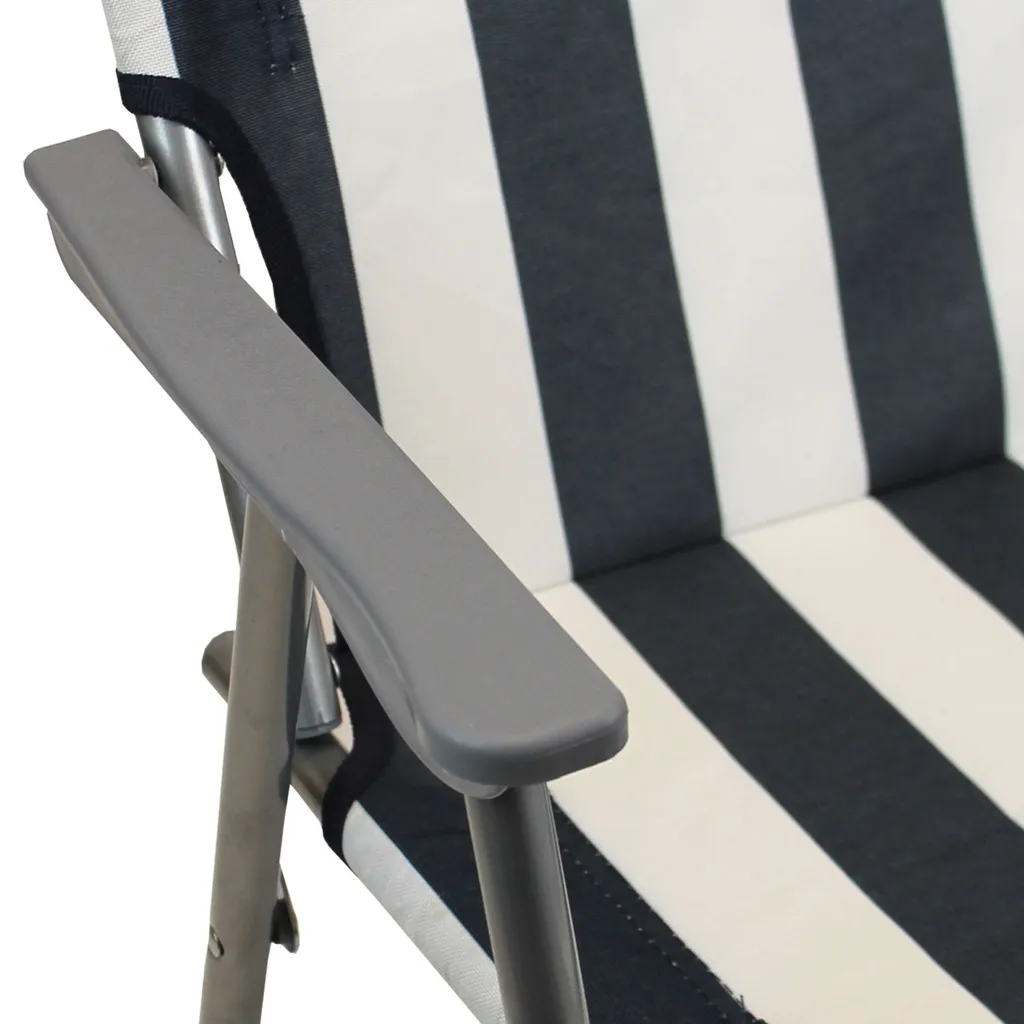 2 Stück Wohaga Campingstuhl 'Texel' Mit Armlehnen, Klappbar - Weiss / Blau Gestreift – Bild 4