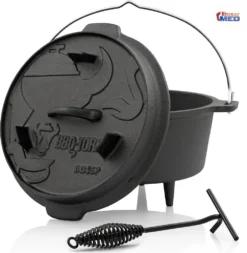 BBQ-Toro Dutch Oven DO45P, 4,2 L Premium Gusseisen Kochtopf, Gusstopf