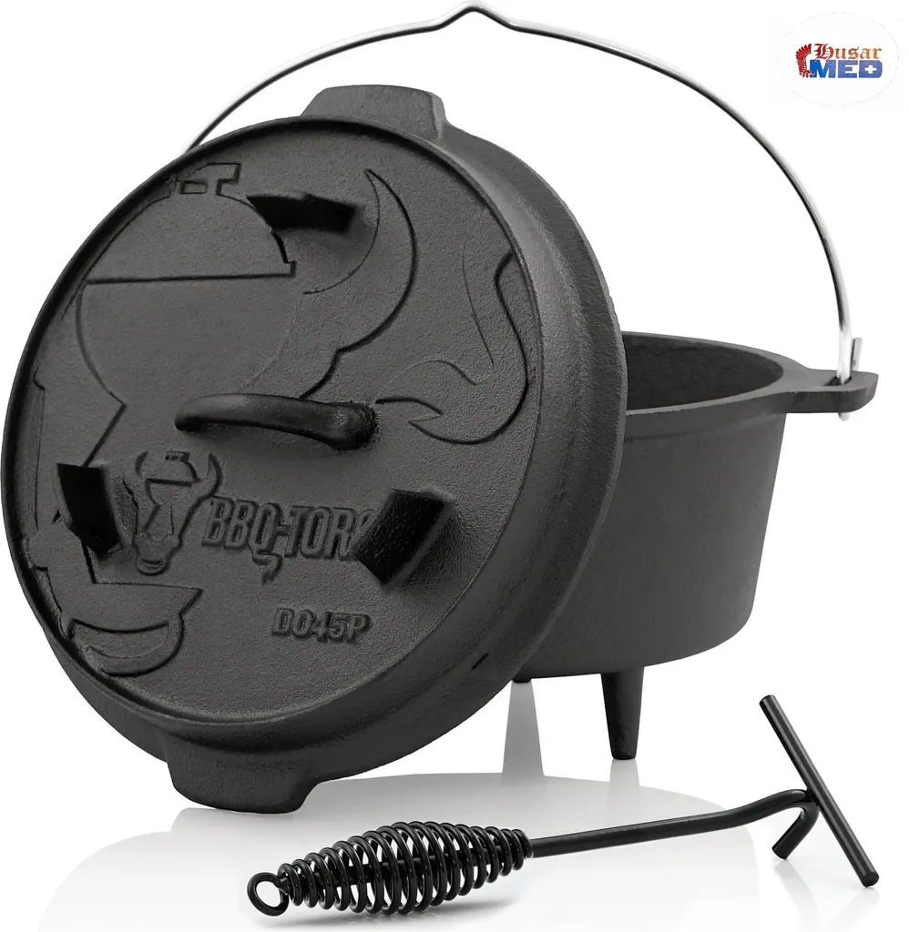 BBQ-Toro Dutch Oven DO45P, 4,2 L Premium Gusseisen Kochtopf, Gusstopf