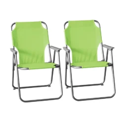2 Stück Wohaga Campingstuhl 'Texel' Mit Armlehnen, Klappbar - Grün