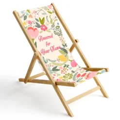 Personalisierbarer Holz-Liegestuhl Klappbar Klappliegestuhl Sonnenliege Strandstuhl Wechselbezug Motiv Pastel Blumen [119]