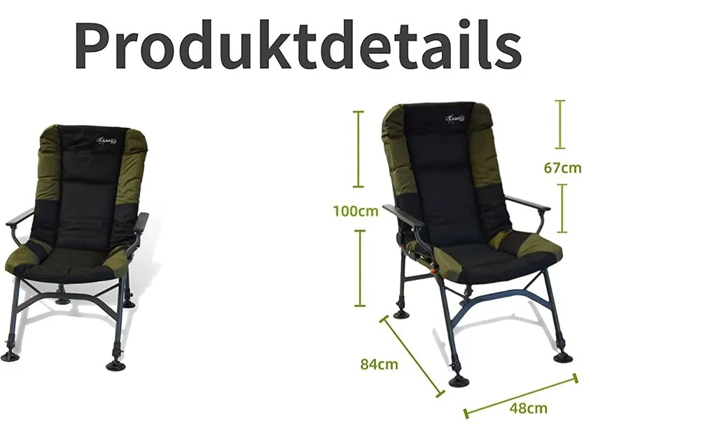 CarpOn Angelstuhl Campingstuhl Für Karpfenangeln Zusammenfaltbar – Bild 2