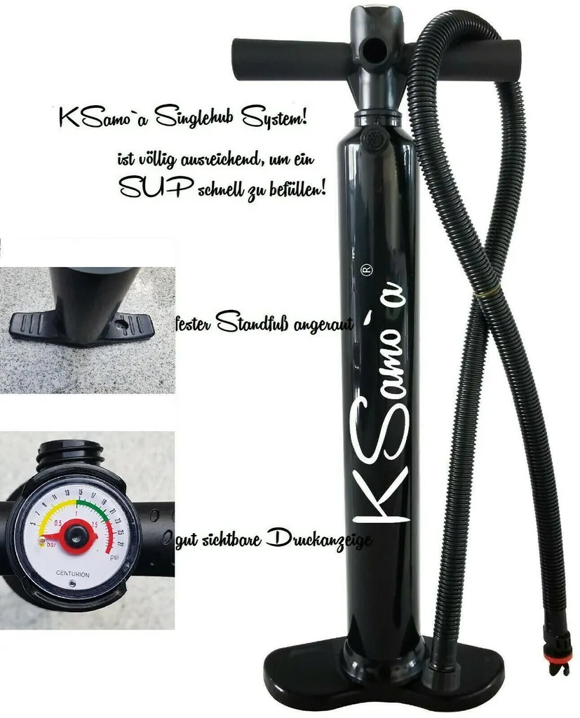 SUP Luftpumpe Stand Up Paddle Board Pumpe Handpumpe Singelhub KSamo`a ®