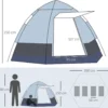 Outsunny Camping Zelt 3-4 Personen Zelt Familienzelt Kuppelzelt 210T PU3000mm Einfache Einrichtung Für Familien Trekking Festival Stahl Glasfaser Grün+Grau 240 X 240 X 195 Cm