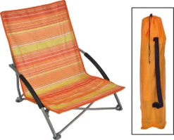 Strandstuhl Mit Tasche 600D Oxford - Orange- Campingstuhl Klappstuhl Angelstuhl Faltstuhl