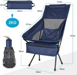 Campingstühle, Klappbarer Campingstuhl Mit Hoher Rückenlehne Und Tragetasche, Angelstuhl Für Sport Picknick Strand Wandern Camping, Klapp Stuhl Bis 130KG Belastbar -Campingbedarf Geschäft 710251fe8ffd9d57380518facd794054