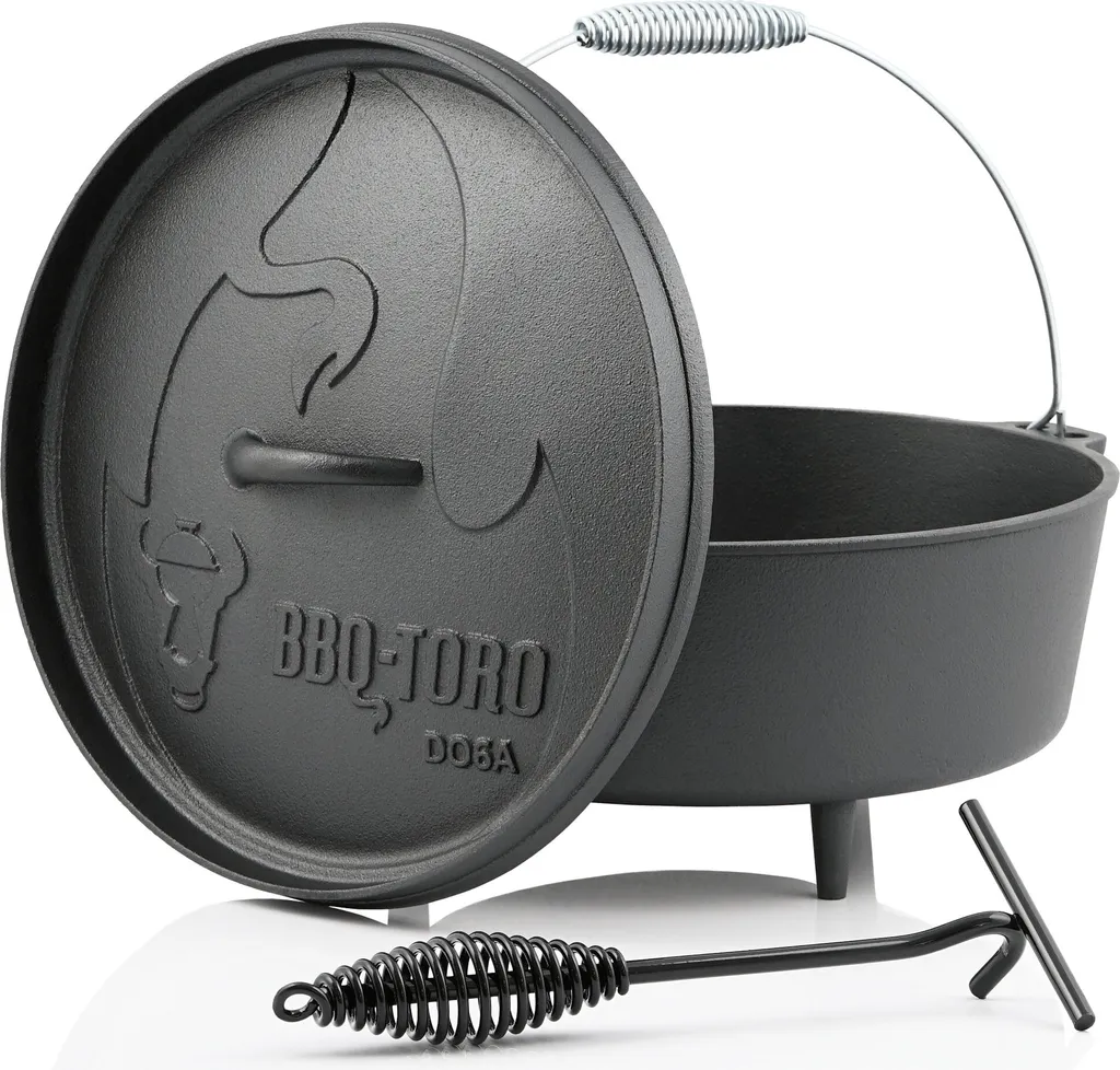 BBQ-Toro Dutch Oven DO6A, 5,5 L Alpha Gusseisen Kochtopf, Gusstopf