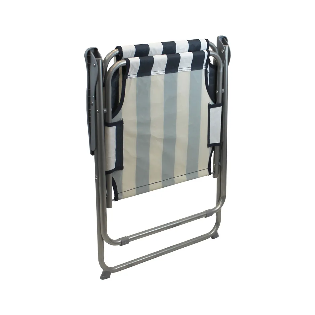 2 Stück Wohaga Campingstuhl 'Texel' Mit Armlehnen, Klappbar - Weiss / Blau Gestreift – Bild 3