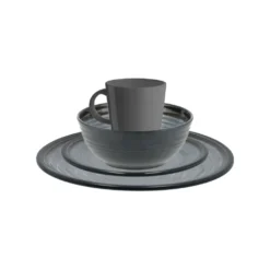 Travellife 16-tlg. Luxus Geschirr-Set Jávea Dunkelgrau -Campingbedarf Geschäft 73931def29120113bccb2d167929474f