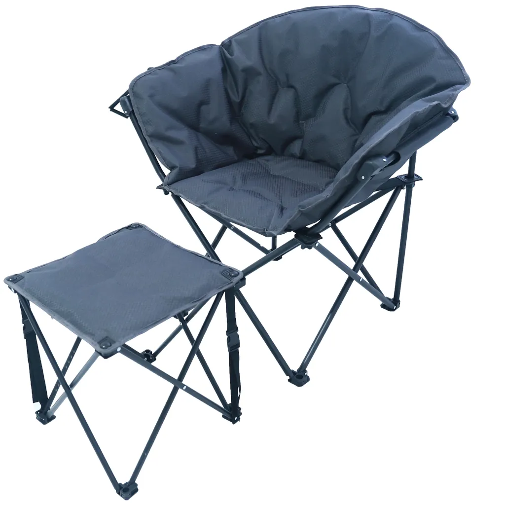 Campingstuhl Set Mit Hocker Faltbar Gepolstert Rip Stop Polyester