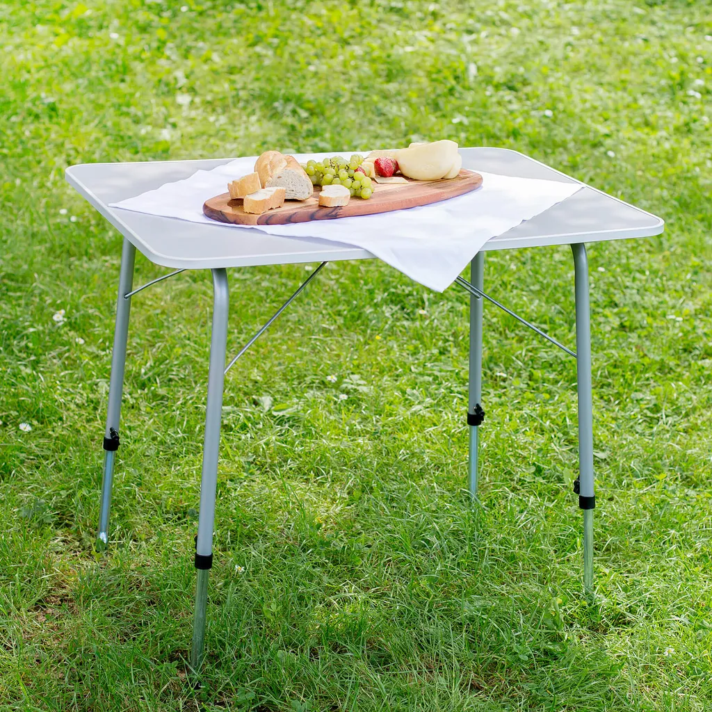 Tectake Camping Klapptisch Höhenverstellbar 80x60x68cm - Grau – Bild 2