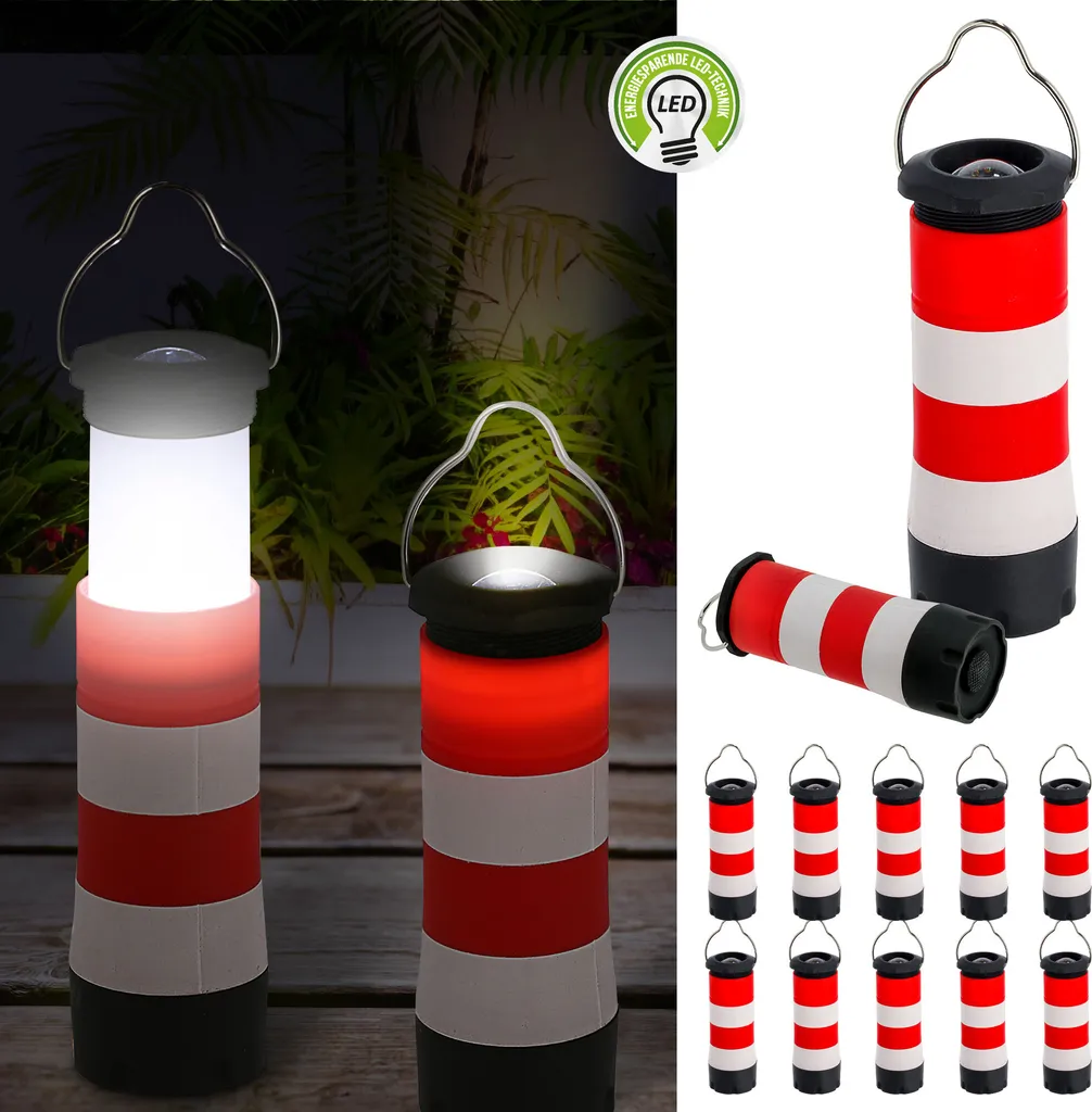 3in1 Taschenlampe Leuchtturm 12er Set Im Display Multifunktionslampe Tischlampe Hängelampe Lampe Ausziehbar Zoomfunktion