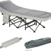 Outsunny Campingbett Klappbar Feldbett Klappbett Mit Kopfkissen Seitentasche Matratze Gästebett Bis 150 Kg Belastbar Reisen Outdoor Oxford Hellgrau 188 X 64,5 X 53 Cm