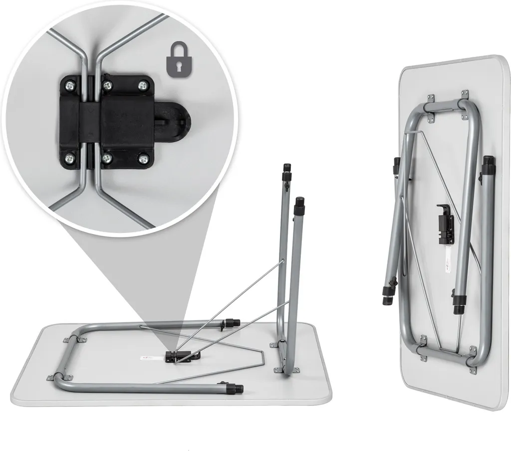 Tectake Camping Klapptisch Höhenverstellbar 80x60x68cm - Grau – Bild 5