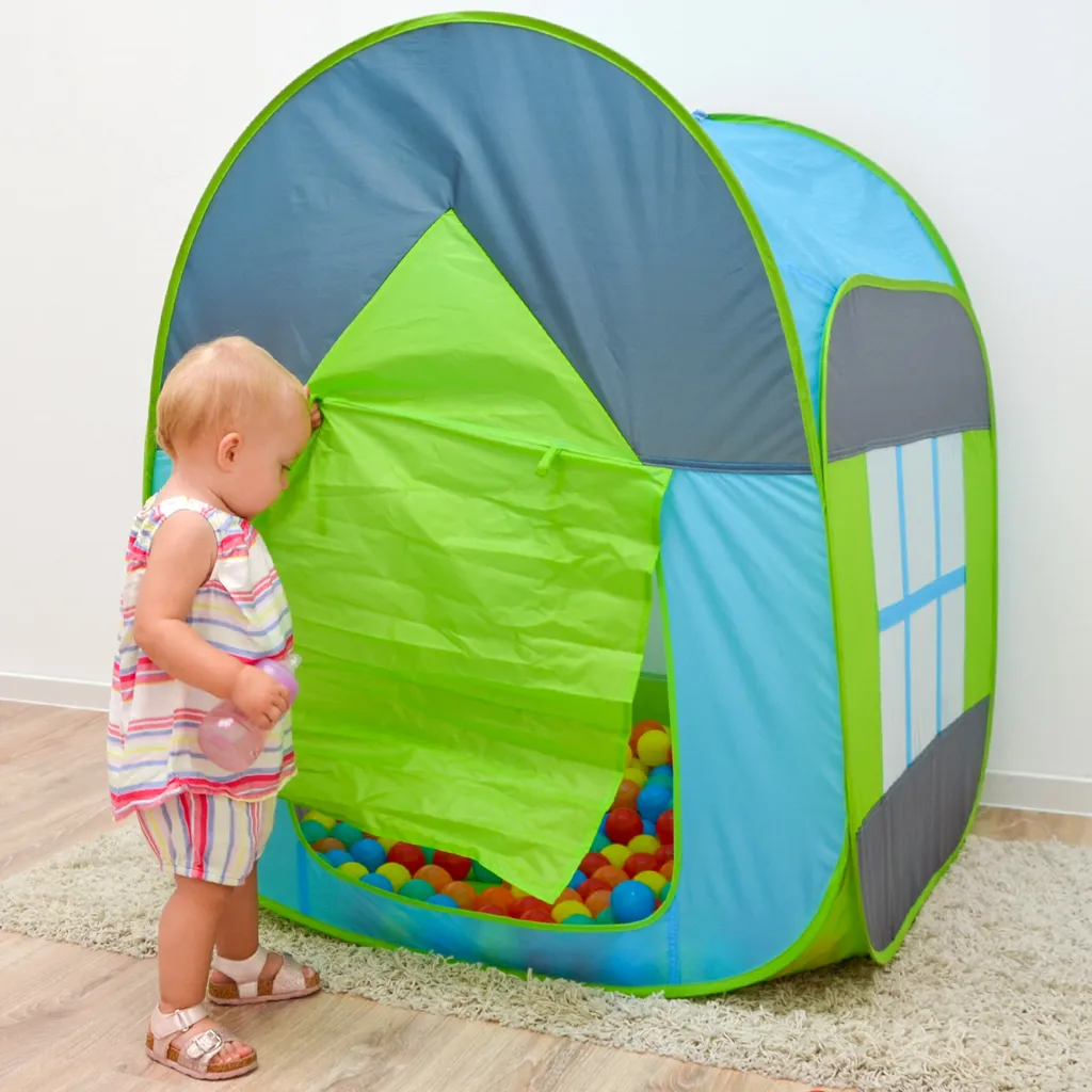 Bällebad Spielzelt 90x90x110cm Popup Baby Spielhaus Kinder-Zelt Blau – Bild 6