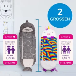 Happy Nappers Hai Grau | Medium 3-6 Jahre | Spielen - Kuscheln- Schlafen | Flauschiger Kinderschlafsack | 4 Motive | 2 In 1 Kuscheltierschlafsack & Kissen Für Mädchen Und Jungen -Campingbedarf Geschäft 7a9cdafee2a7b249247a76ce7d0c2952