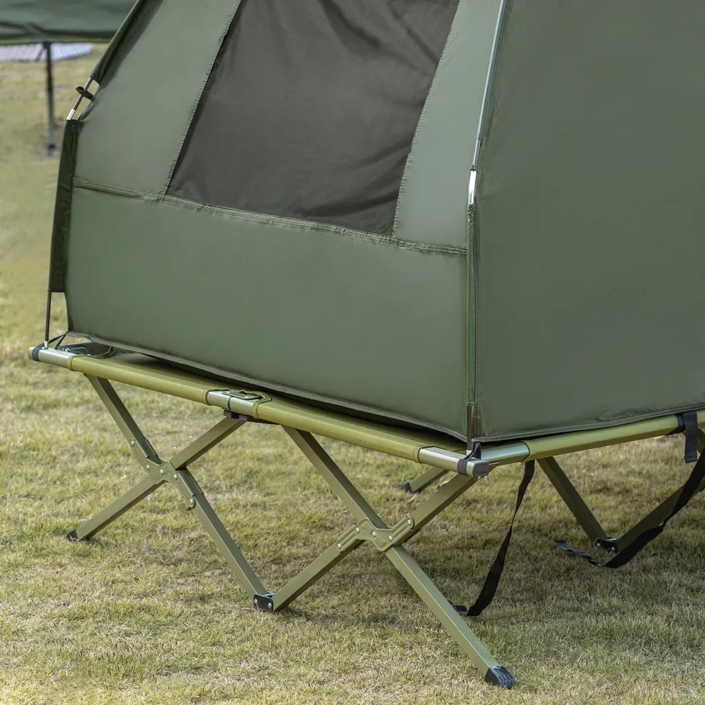 SoBuy OGS32-L-GR Feldbett 4in1-Zelt Mit Campingliege Schlafsack Luftmatratze Und Zubehör Campingzelt 2 Personen – Bild 10