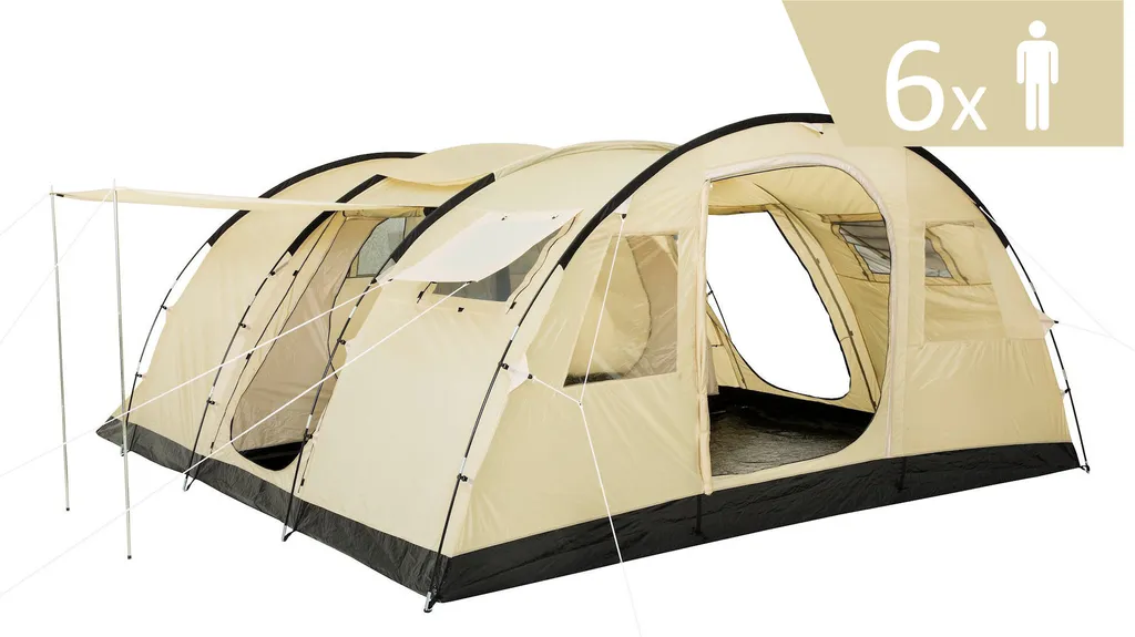 CampFeuer Zelt Caza Für 6 Personen | Beige/Sand | Tunnelzelt 5000 Mm Wassersäule