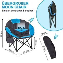 KAHOO Campingstuhl Tragbarer Moon Chair, Campingstuhl Mit Tragetasche, Gepolsterter Sitz, Blau -Campingbedarf Geschäft 7ec9c52d376cf41838a9a36c2a775864