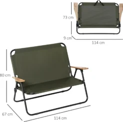 Outsunny Campingstuhl 2-Sitzer Klappbar Tragbar Gartenstuhl Regiestuhl Klappstuhl Mit Getränkehalter Für Outdoor Picknick Wandern Max. Belastung 160 Kg Grün 141 X 67 X 80 Cm -Campingbedarf Geschäft 826d9c9dcc4a13fef913f84c9a1f966c