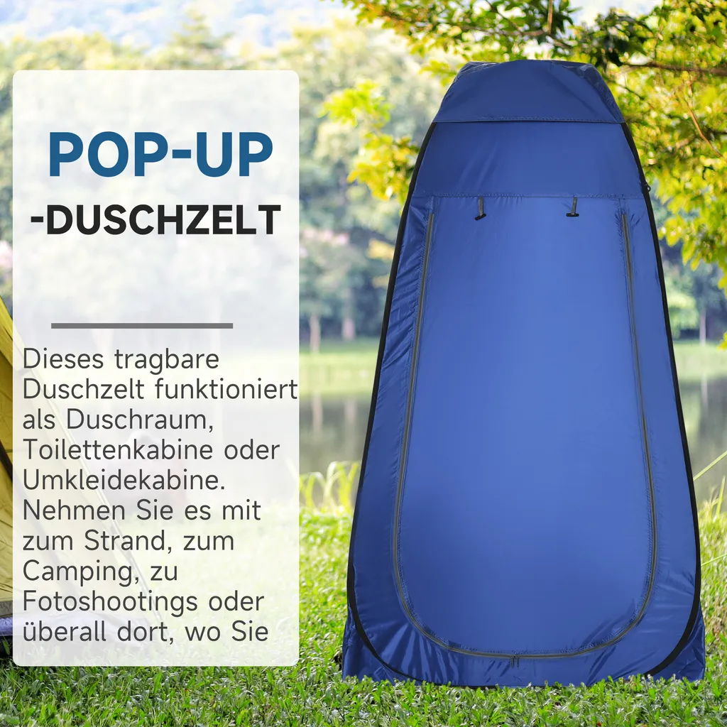Outsunny Pop Up Toilettenzelt Mobiles Camping Duschzelt Umkleidezelt Mit Innentasche Duschkabine Umkleidekabine Wasserfest Polyester Dunkelblau 120 X 120 X 190 Cm 6 Outsunny Pop Up Toilettenzelt Mobiles Camping Duschzelt Umkleidezelt Mit Innentasche Duschkabine Umkleidekabine Wasserfest Polyester Dunkelblau 120 X 120 X 190 Cm – Bild 4
