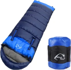 Links Schlafsäcke - Zum Zusammenzippen, Um Einen Riesigen Doppelschlafsack Zu Bilden - Camping, Wandern, Outdoor Blau