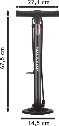 Dunlop Fahrradluftpumpe Für Alle Ventile, Tragbare Luftpumpe, Fahrradpumpe, Standpumpe, Schwarz