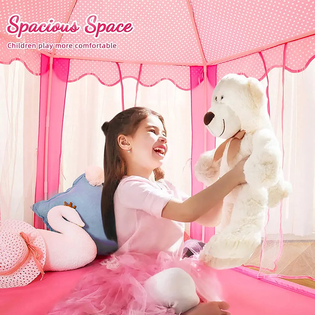 Topchances Spielzelt Für Kinder, Kinderspielzelt Mädchen Kinder Zelt, Princess Castle Spielzelt Für Kinder, Prinzessin Zelt Innen & Draussen - Weihnachten, Geschenk Für Kinder,Rosa – Bild 7