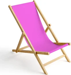 Holz-Liegestuhl Klappbar Klappliegestuhl Sonnenliege Strandstuhl Wechselbezug Motiv Pink [119]