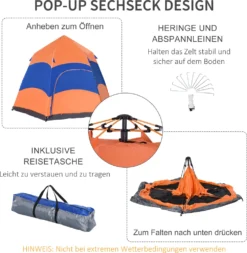 OUTSUNNY Quick-Up-Zelt Doppelwandzelt Outdoor Familienzelt Pop-Up Für 4–6 Personen 4 Jahreszeiten Wasserdicht -Campingbedarf Geschäft 8857df8d4f04fbf25086abeeb1a2bdc6