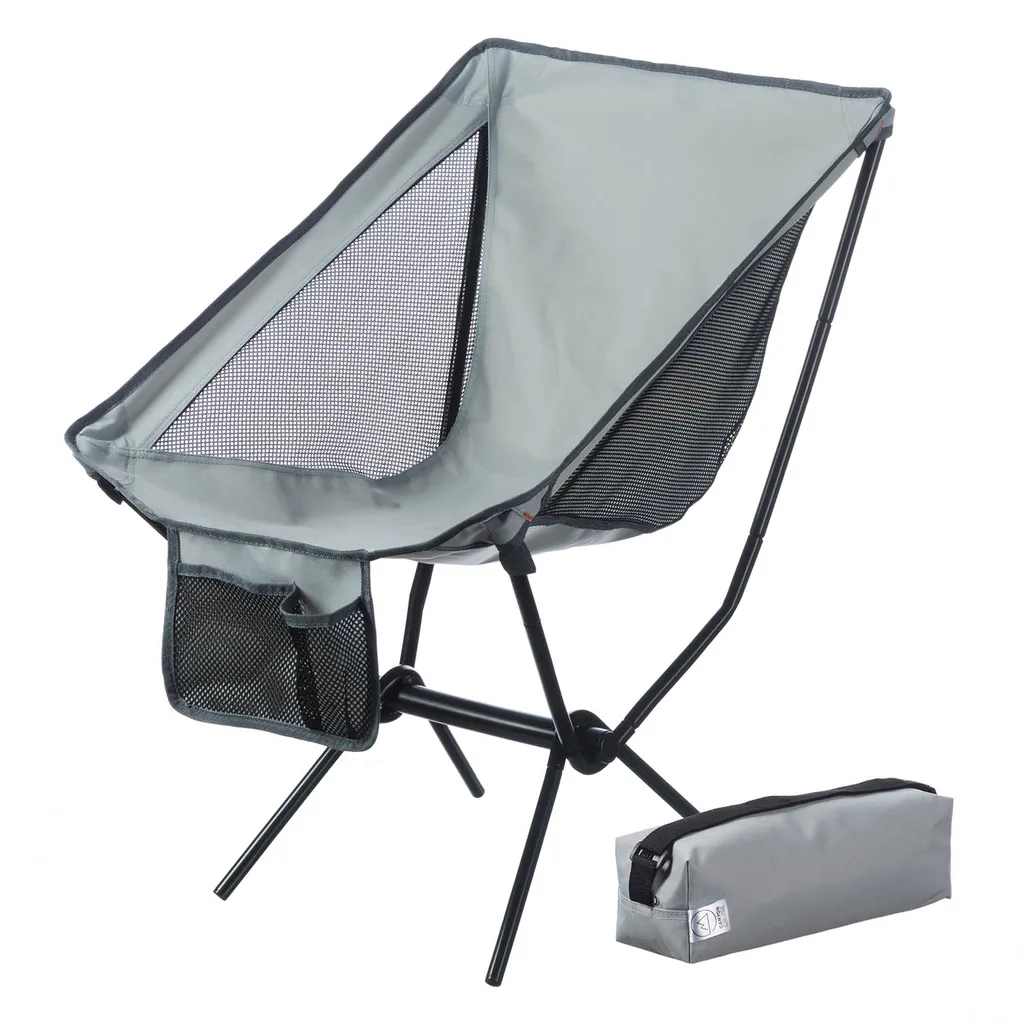 Moon Chair Campingstuhl - Faltbarer Campinghocker Moonchair - Extrem Leicht & Kompakt - Grau