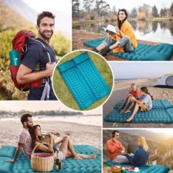 Isomatte Camping Aufblasbar, 9cm Dicke Isomatten Camping Ultraleicht Mit Kissen Isomatte Selbstaufblare Schlafmatte, Wasserdichte & Faltbare -Campingbedarf Geschäft 8b2664436fe00aee5380f5fbe77f6514