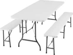 Tectake Campingtischgarnitur Klappbar - Weiß