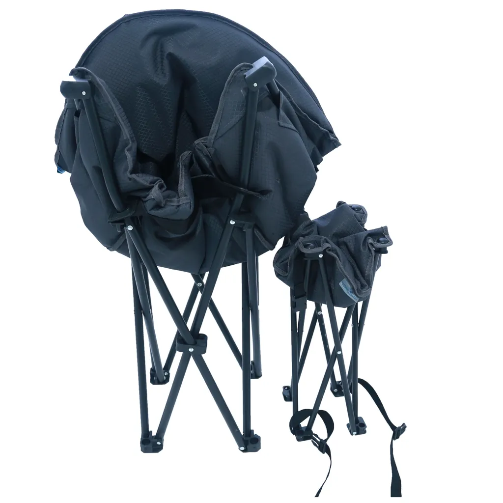 Campingstuhl Set Mit Hocker Faltbar Gepolstert Rip Stop Polyester – Bild 4