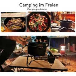 Mucola Gusseisen Feuertopf Gusstopf Inkl. Deckelgriff 2in1 Kochtopf & Pfanne 4,2L Dutch Oven Potjie Camping Kochgeschirr -Campingbedarf Geschäft 8c52d7a849b3bfa6dd332c9470625710