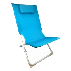 Strandstuhl Mit Kopfpolster - Hellblau - Klappbar
